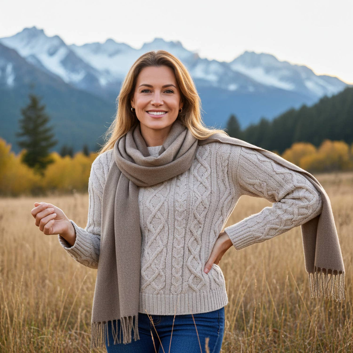 100% Baby Alpaca Scarf - Hazelnut