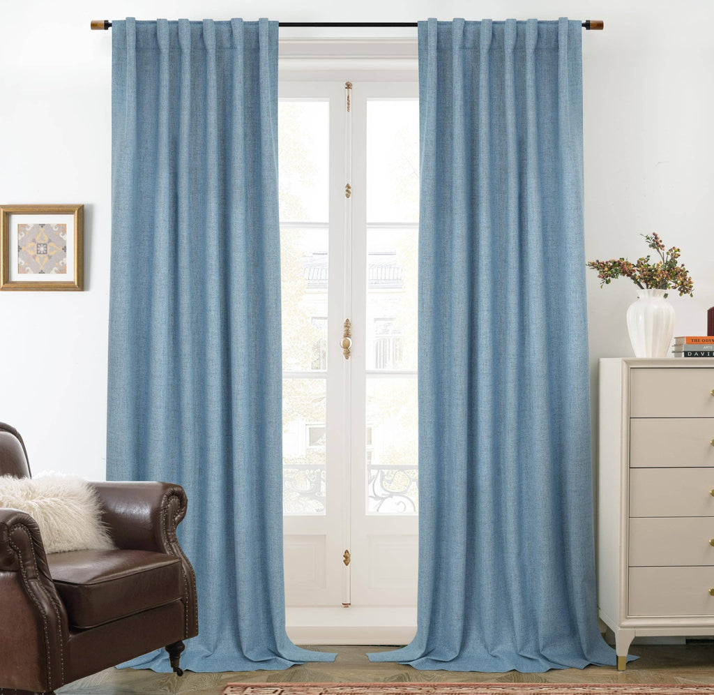 100% Blackout Natural Linen Curtains for Bedroom 2 Panels