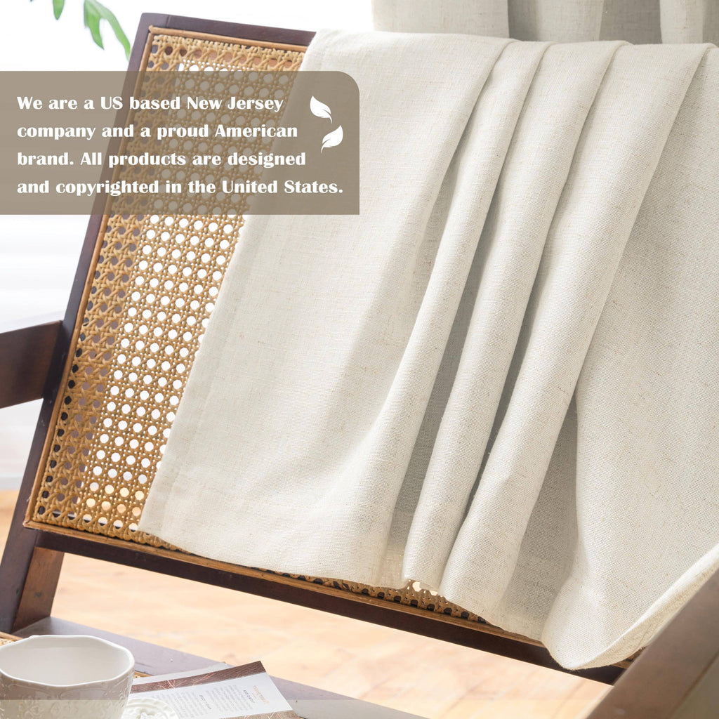 100% Blackout Natural Linen Curtains for Bedroom 2 Panels