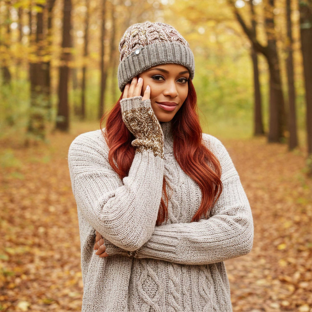 Alpaca Gloves - Braided - Clay
