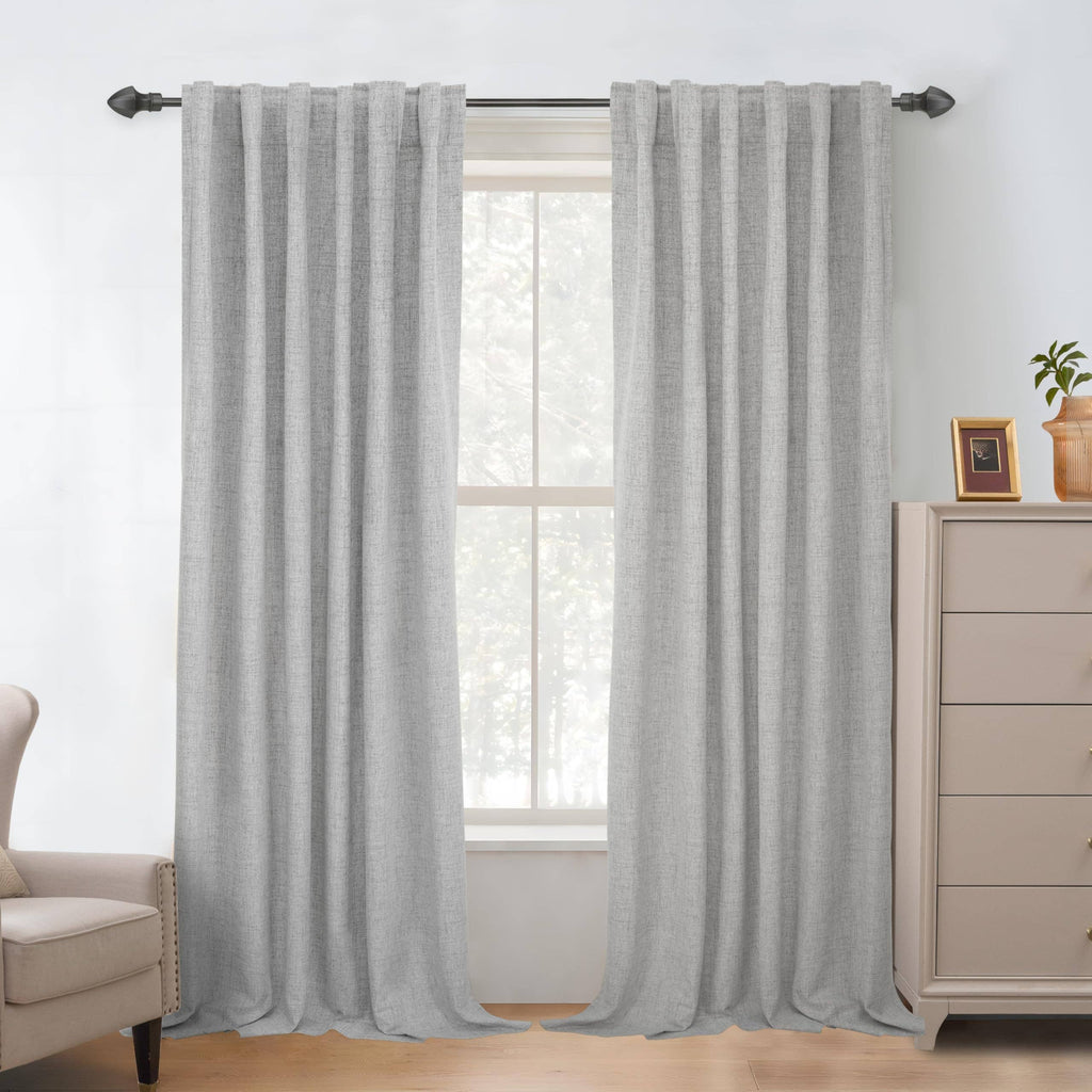 100% Blackout Natural Linen Curtains for Bedroom 2 Panels