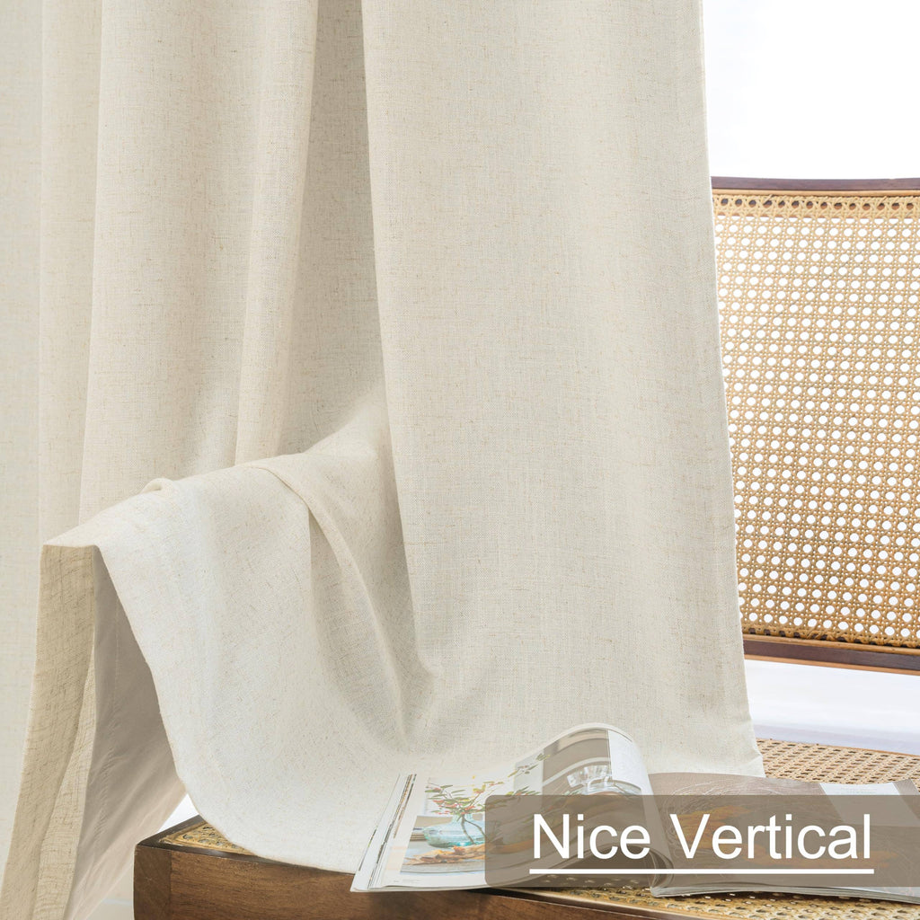 100% Blackout Natural Linen Curtains for Bedroom 2 Panels