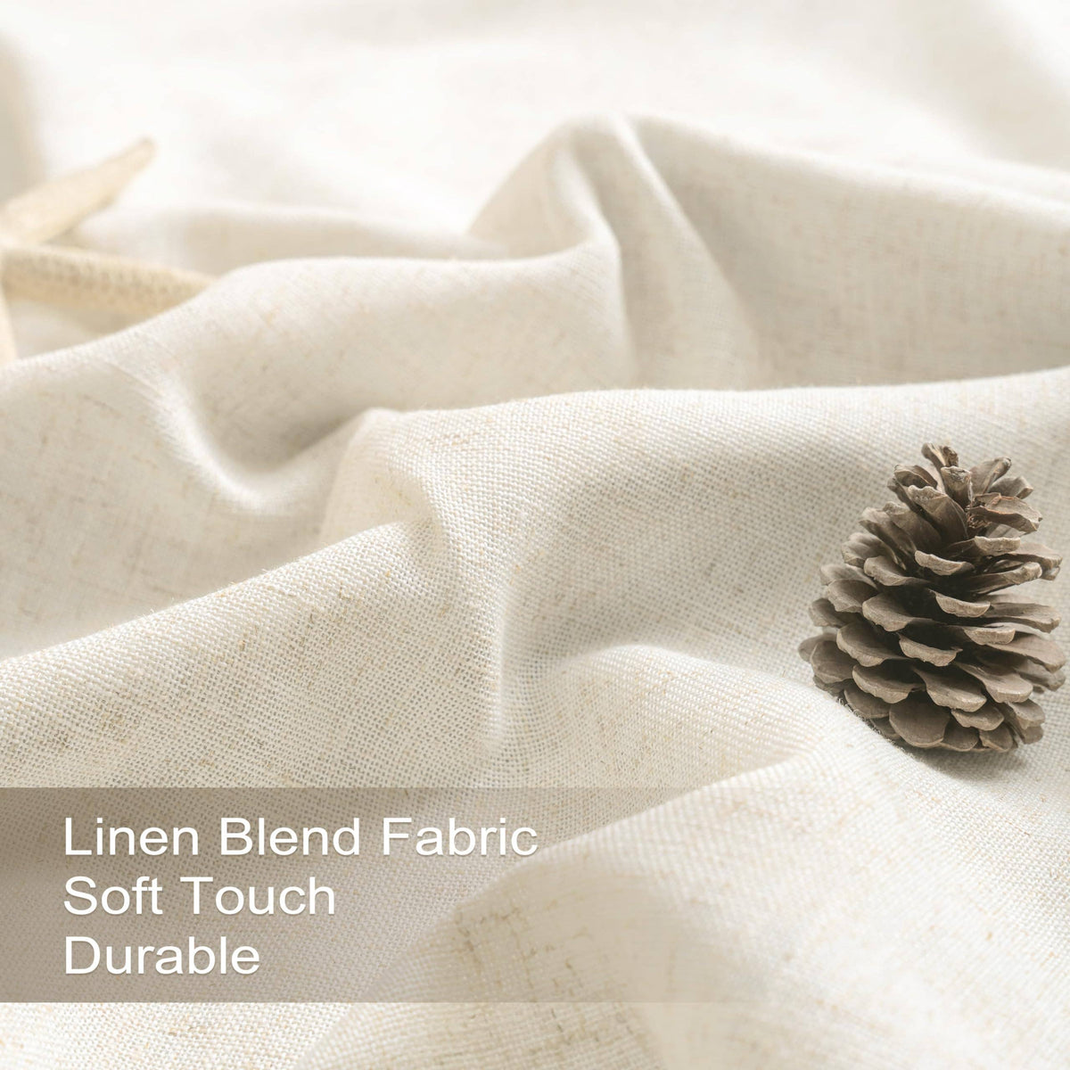 100% Blackout Natural Linen Curtains for Bedroom 2 Panels